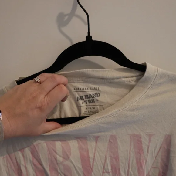 American Eagle - Nirvana Graphic Tee in Cream and Pink - Picture 4 of 4
